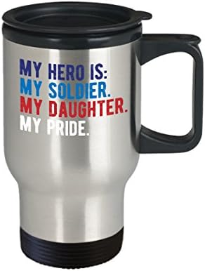 Ponosna vojska mama tata dar kći Vojnik heroj Vojni Tumbler American Flag kava Putovanje šalica 14oz
