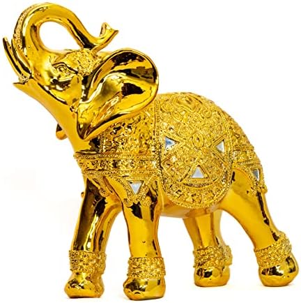 Dalax-8 ”Zlatna boja elegantnog slona kipa s prtljažnikom okrenutim prema gore kolekcionarsko bogatstvo sretni slonovi Figurica, savršena