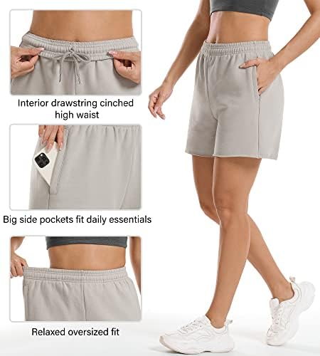 STELLE ženske znojne kratke hlače Summer Casual kratke hlače Udobno pamučno salon s visokim strukom s džepovima
