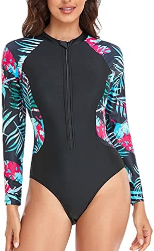 Ženski jednodijelni kupaći kostima Košulja za zaštitu zatvarača za patentni zatvarač cvjetni print atletski monokini kupaći kostimi