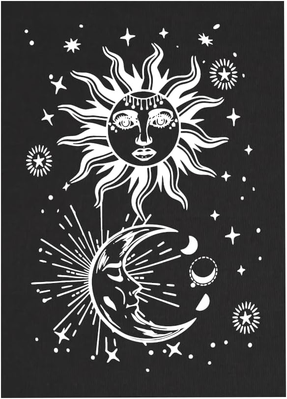 Sunce i Mjesec platno otisak/zakrpa za leđa - Grunge hippie pentacle gotički goth goth okultni pentagram zvijezda duhovna sveta priroda