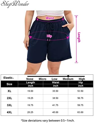 Shopwonder plus size ženske casual atletskih kratkih kratkih hlača s visokim strukom labave kratke hlače Bermuda Sports Sports Shorts
