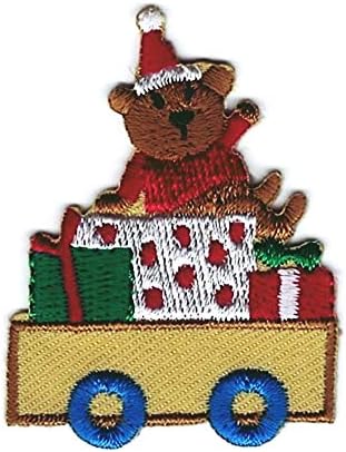 Darasae0 1 1/2 x 1 7/8 Božićni Djed medvjed prikazuje se na flasteru za vez za vagon