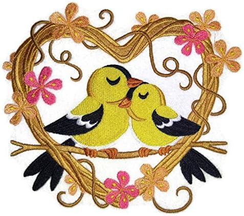 Priroda tkana u nitima, nevjerojatne ptice ljubav gnijezdo [Goldfinch Love Nest] [Prilagođeno i jedinstveno] vezeno željezo ON/SEW
