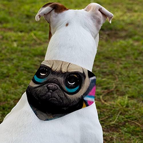 Dog Art Pet Bandana Collar - Pug Dog Sall Collar - Graphic Dog Dog Bandana - S