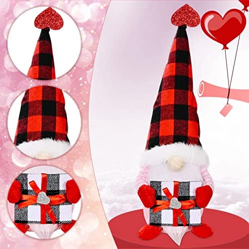 2 PCS Valentinovi Gnome pliš, g. I gospođa ručno izrađeni Scandinavian Tomte za dekoracija Dana Valentina, Valentinovo kućni stol Elf
