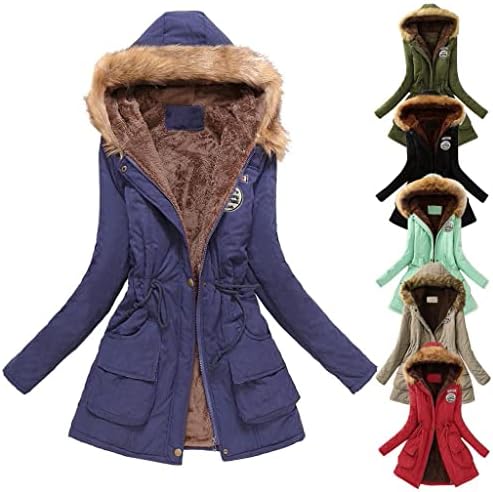 Inesver ženske lažne krznene jakne zima topli kaputi zgušnjavaju duge puhaste jakne nejasne fleece nadmašene kapute