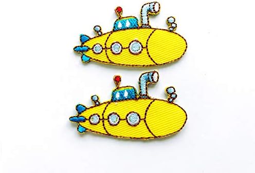 Th set od 2 sićušna mini žuta podmornica Slatki crtani logotip zakrpe šivanje željezo na vezenim appaique značke značke zakrpa odjeća