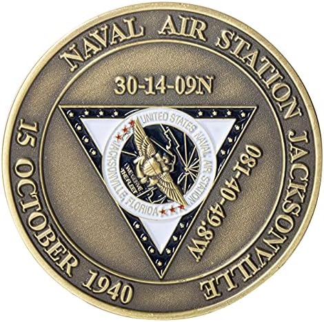 USN mornarička zračna stanica Nas Jacksonville Florida Challenge Coin i Blue Velvet Box
