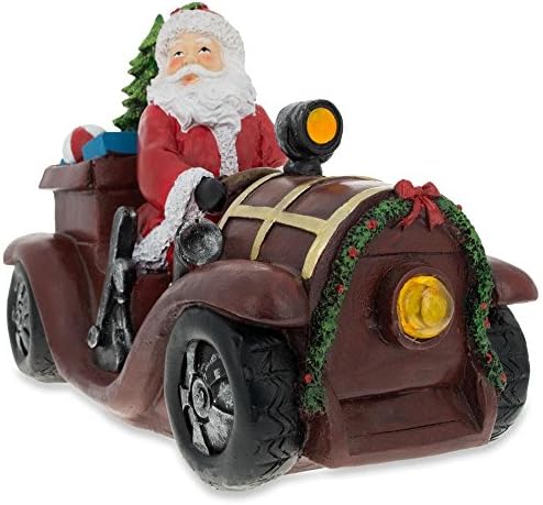 BestPysanky Djed Mraz voze vintage automobilski LED svjetla figura dugačke 10,5 inča