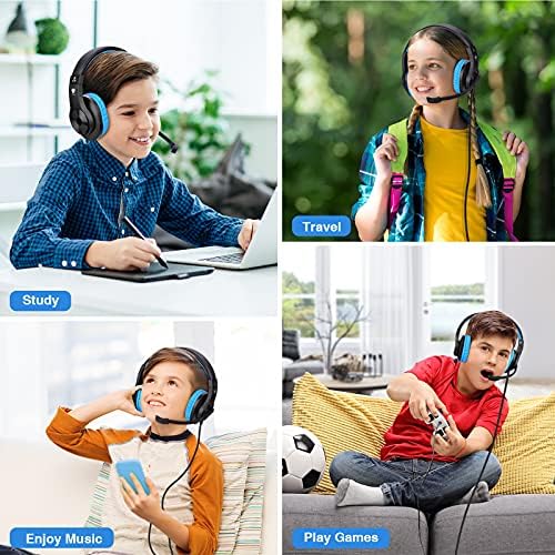 Slušalice za uši za internetsku školu, djecu, tinejdžere, dječake, djevojčice, 3,5 mm stereo slušalice za igranje u uhu s mikrofonom