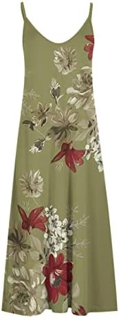 HGCCGDU proljetne haljine za žene 2023 Ljetna haljina bez rukava v vrat cvjetni print Sling haljina protočna bohoed dugačka sunčanica
