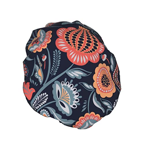 Cvjetni tiskani poklopac za tuširanje, dvoslojni šešir za kupanje za žene vodootporne kape za tuširanje elastične kapu za kosu za višekratnu