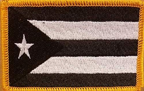 Portoriko zastava Flaster Vezena s kukom i petljom Vojni taktički amblem ramena crno -bijela verzija zlatna granica