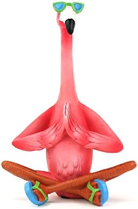 Wondermolly Coastal Collection Joga Pink Flamingo sa sunčanim naočalama figurica, smiješni travnjak, vrtni dekor