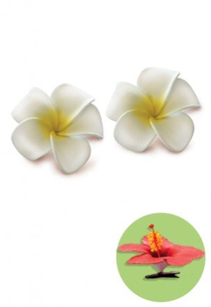 Dječja Plumeria Clip pjenasta cvjetovi - bijelo w/ žuto