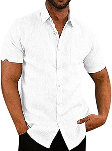 BEUU Košulje za muškarce solidne boje jakne za jaknu muške kratke rukave Down Cardigan casual labave bluze ljeto ljeto