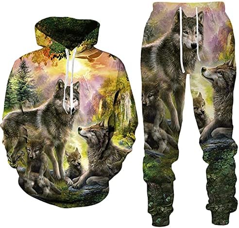 Vuk 3d tiskano odijelo za hoodie mužjak jesen zima povremeni Sweashirts trenerkati muškarci modni odijelo tracksuit
