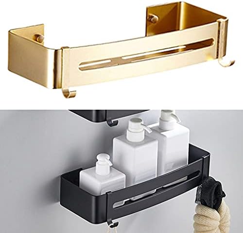 Baoblaze kupaonica tuš Caddy bez kutne police za skladištenje zida montirana aluminijska košarica za kuhinjski toalet, kvadratni zlatni
