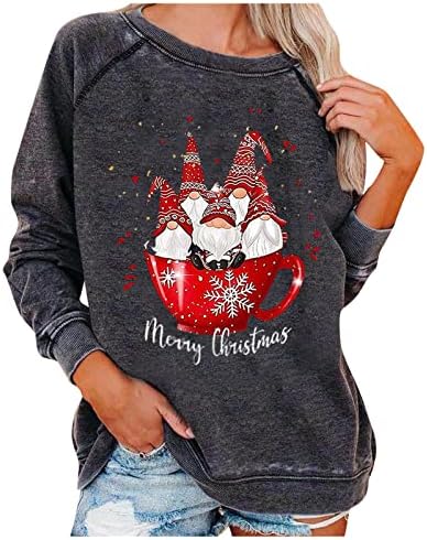 Flekmanart žene ružni božićni dugi rukavi o vratnim vrhovima 3d tiskane dukseve ružno xmas pulover labavi džemper casual bluza