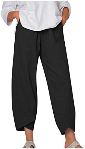 Ženske ležerne hlače Elastični struk Capri hlače Ljetne labave hlače Dnevno trenirke jednostavne hlače s džepom