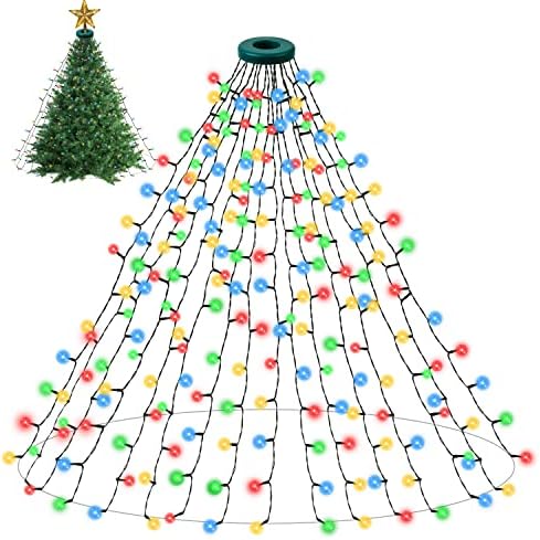 Svjetla za božićno drvce - Višebojni 400 LED 6.59ft x 16 Svjetla za kapljice božićne ukrase s 8 modela i memorijske funkcije i timer