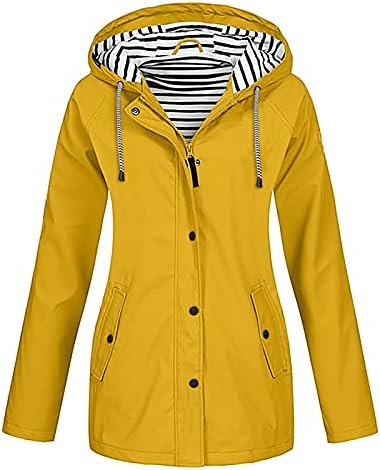 Kišne jakne za žene vodootporna čvrsta boja vjetrobranskog zatvarača jakna s kapuljačom zip up lagana plus veća vanjska odjeća