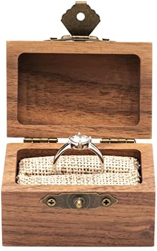 Cosisio Vintage drveni prstenasti poklon kutija za prijedlog za angažman, držač antiknog prstena za ručno rađeni od čvrstog drveta