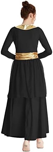 Myrisam žene hvale plesni ogrtač liturgijsko bogoslužje metalik pojas haljina dugih rukava šifonska suknja lirska kostim