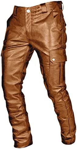 Muške vrhunske kožne hlače jesenske zimske punk stil Slim Fit casual ultra-visoka tekstura džepna hlača hlača