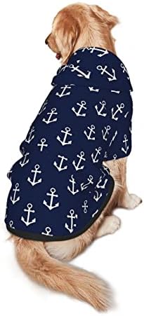 Mornarsko plava nautička sidra uzorak izdržljive kapuljače za pse džemperi modna odjeća ukras i toplo za veliki srednji pas