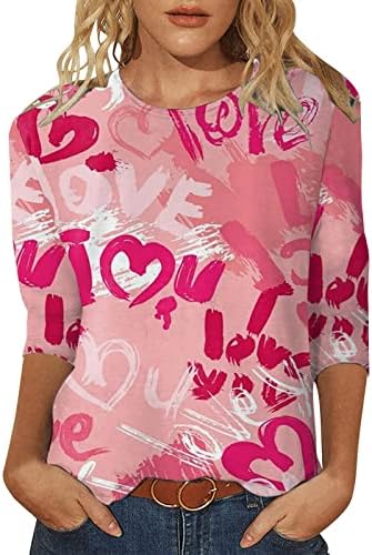 Valentinove košulje Žene Valentine grafičke košulje Ljubavno srce slovo Print Twishebin Crewneck Pulover vrhovi