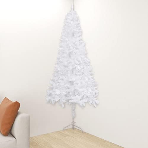 Vidaxl Corner Umjetno božićno drvce Xmas Dekoracija Pribor za sezonski ukras zaslon Festival odmor Half Tree White 7 Ft PVC