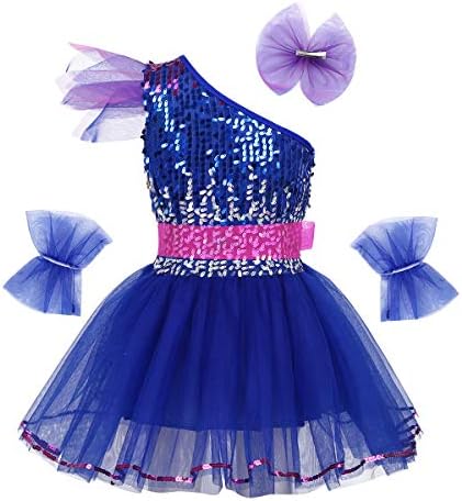 Qinciao Kids Girls Sequined Halter-Neck Balet Tutu haljina Modern Dance Performance Outfit Crop Crops s ruffled suknjom
