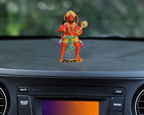 Bexco Mini Hanuman Status u metalu - Bajrang Bali Hindu Bože snage Figurice 4 Visok za nadzornu ploču u automobilu Puja soba i poklon