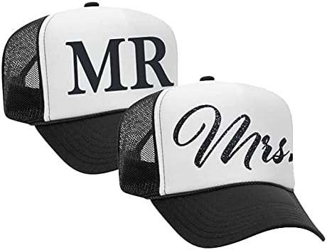 Klasična mladenka gospodin i gospođa Trucker Hat postavljena crna, bijela