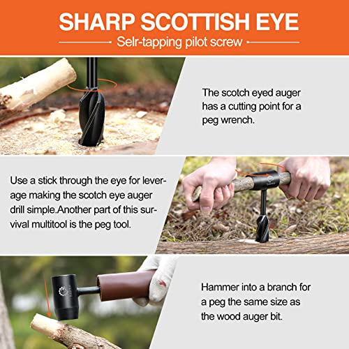 Saker Bushcraft ručna ručna ključ, alati za preživljavanje za alati za preživljavanje grmlja, Scotch Eye Wood AUGER BIT BIT