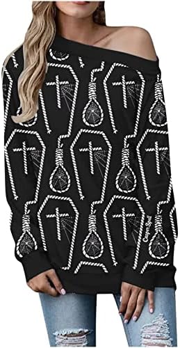Ženske majice s kapuljačom ležerni vrhovi s okruglim vratom s dugim rukavima Za Noć vještica modni pulover s printom bluza labavog