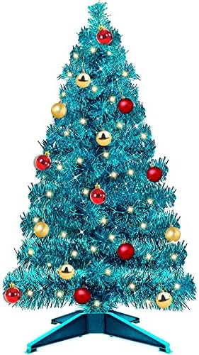 [8 načina bljeskalice + tajmer] 3 ft prelitno božićno drvce s 50 toplih svjetla 15 Diy božićni kuglični ukrasi baterija s olovkom Umjetno