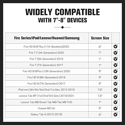 Moko univerzalni slučaj za 7 - 8 iPad Mini/Samsung Galaxy Tab/Lenovo/Kindle Fire Tablet, lagana futrola za rotabilnu školjku s 360