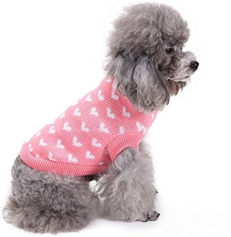 Pseći džemper za velike pse dječaka ružičastih srca Okrugli vrat mali kućni ljubimac Dog Slatka odjeća štenaca džemper mali pas zima