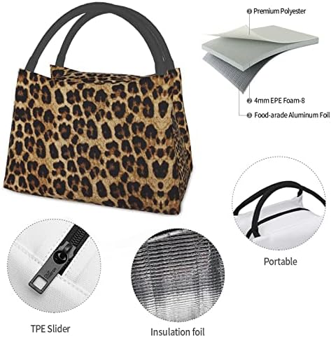 Žuta torba za ručak s leopard printom kutija za ručak prijenosna višenamjenska torba za toplinsku izolaciju pogodna za piknike, izlete