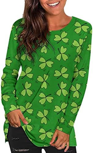 Yming Womens St. Patricks Dan djeteline Košulja okrugli vrat Dugi rukav dukvica irski shamrock print pulover vrhovi