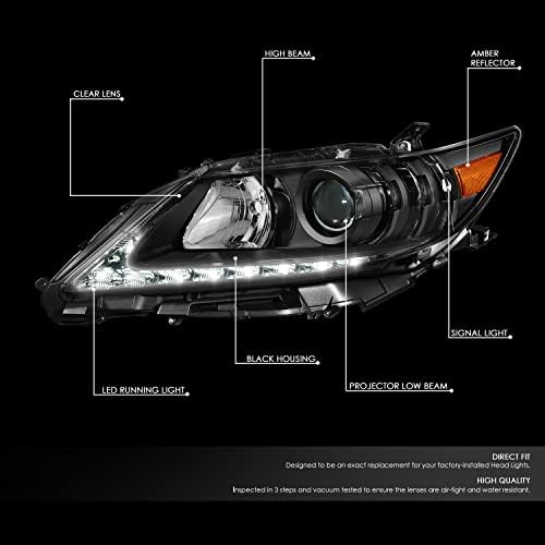 Svjetla-projektori DNA MOTORING HL-OH-ES30013-BK-AM LED DRL, u skladu s 13-15 modelima Lexus ES300h ES350, Halogena model, crna / amber