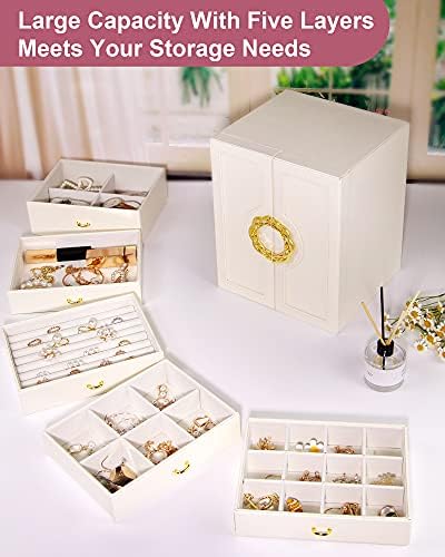 Kutije za nakit i organizatori za kupnju, velike kutije za organizatore s 5 ladica ogrlica naušnice prsten satovi Narukvice Torbica