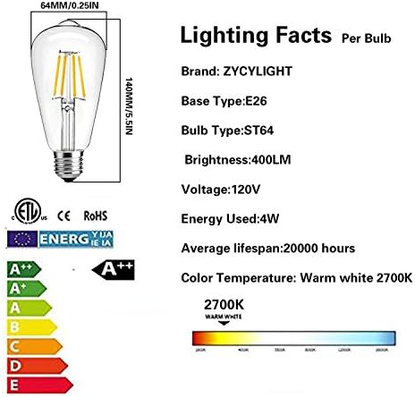 LED žarulja s mogućnošću zatamnjivanja, Edison led žarulja od 4 vata, ekvivalent žarulje sa žarnom niti od 40 vata, Vintage LED žarulja