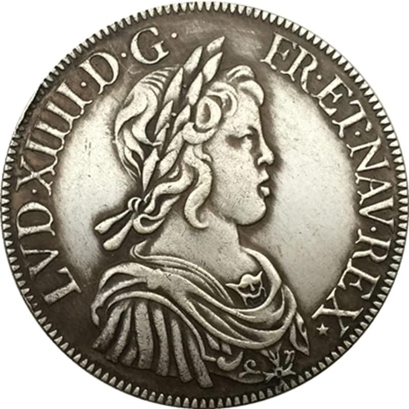 1643. Francuski novčići čisti bakreni srebrni stani Antikni srebrni dolar kovanice Kolekcije UPRAVLJA