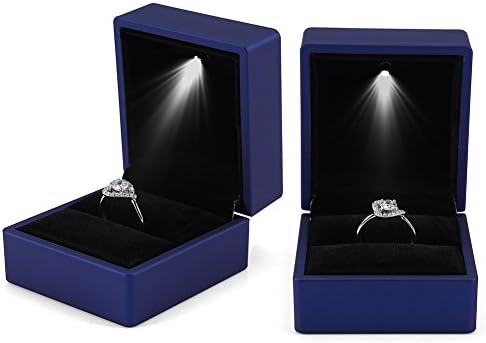 Kutija za prstenje s LED diodom, kutija za prstenje s LED svjetlom, kvadratna kutija za pohranu prstena, vitrina za nakit, poklon kutija