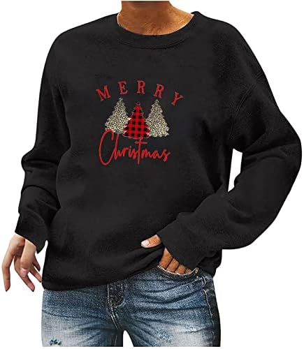 Sretan božićno drvce duksericu za ženski odmor dugi rukav kap za rame božićni trendi slatka raglan pulover