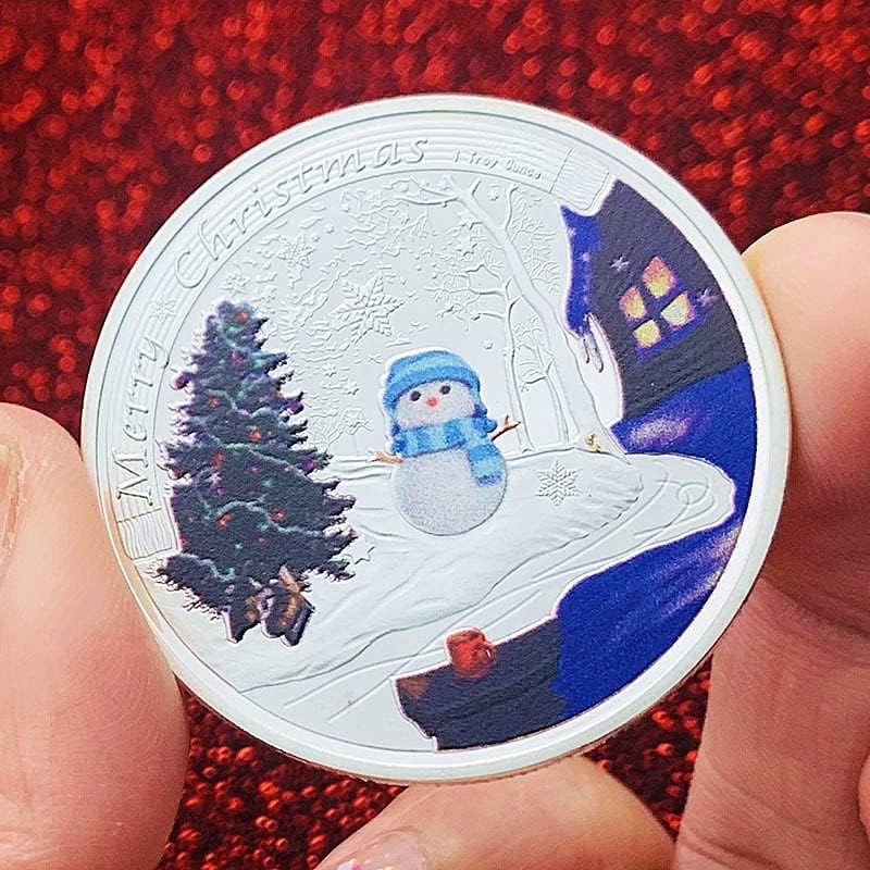 Božićni snjegović obojen srebrnom pozlaćenom djecom zlatni kovanik medaljon božićno drvce igranje commemorativni novčić
